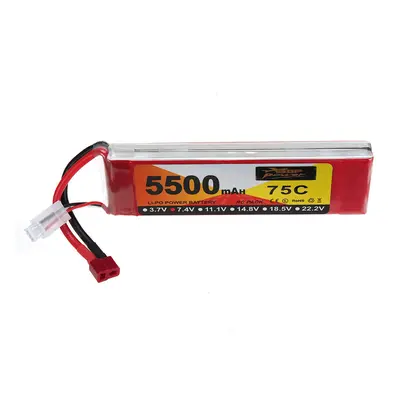 Bateria LiPo ZOP Power 7.4V 5500mAh 75C 2S com plugue T Deans para carro RC