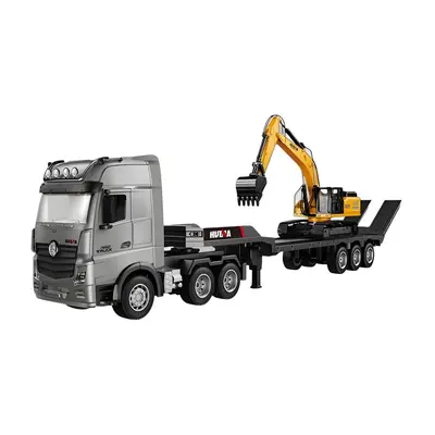 HuiNa Toys 1522 1/18 2.4G 9CH RC Car Flatbed Trailers Excavator Truck Engineering Vehicles LED L