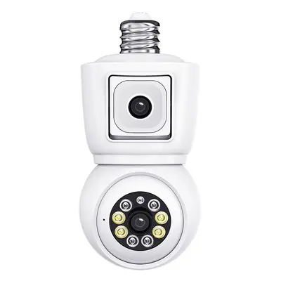 Câmera de vigilância sem fio ESCAM QF202 E27 2MP+2MP PTZ com lente dupla WiFi Visão noturna colo