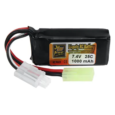 Bateria LiPo ZOP Power 2S 7.4V 1000mAh 25C com plugue T para carro RC, avião, helicóptero e dron