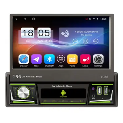 YUEHOO Auto-rádio MP5 Retrátil para Carro 1 Din Tela de Toque IPS de 7 polegadas Android Carplay