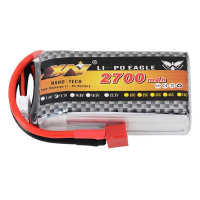 Bateria LiPo XW Power 11.1V 2700mAh 25C 3S com conector T Deans para carro RC