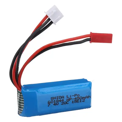 Bateria LiPo 2S 7.4V 450mAh 20C com conector JST para carro RC K989 K969 K979 1/28