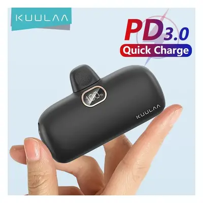 KUULAA Mini Power Bank 5000mAh Power Bank QC PD Carregamento Rápido para iPhone 14 13 12 Batteri