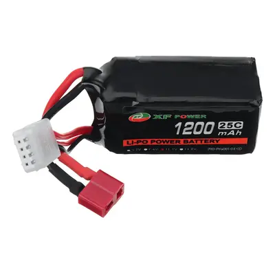 Bateria LiPo XF POWER 11.1V 1200mAh 25C 3S com plugue T Deans para carro RC