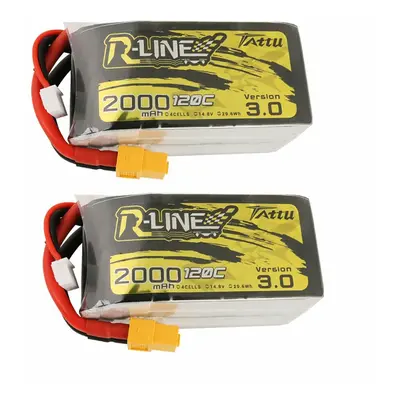 Bateria LiPo TATTU R-LINE V3.0 4S 14,8V 2000mAh 120C com plugue XT60 para avião RC, carro, helic