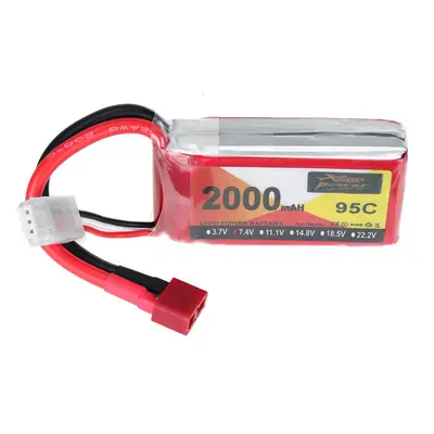 Bateria LiPo ZOP Power 7.4V 2000mAh 95C 2S com plugue T Deans para carro RC HSP RGT 18000