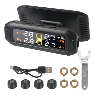 Sistema de monitoramento de pressão de pneus TPMS solar sem fio,monitor de pneu inteligente univ