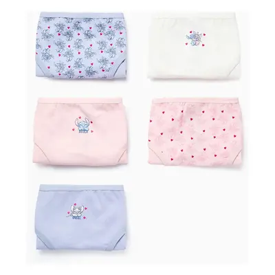 Pack 5 Cuecas para Menina 'Stitch', Rosa/Lilás/Branco