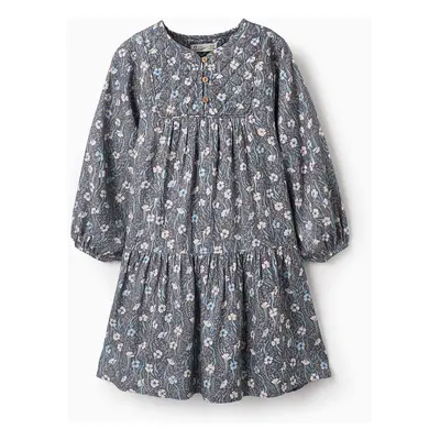 Vestido Floral com Forro de Algodão para Menina, Azul