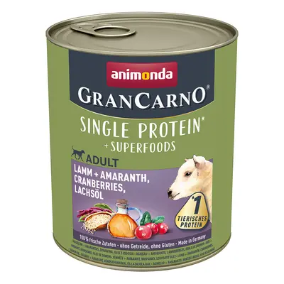 Animonda GranCarno Superfoods Adult 6 x 800 g - Cordeiro com amaranto, mirtilos e óleo de salmão