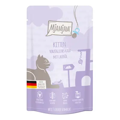 MjAMjAM Quetschie Kitten 12 x 125 g - Vitela requintada com óleo de salmão