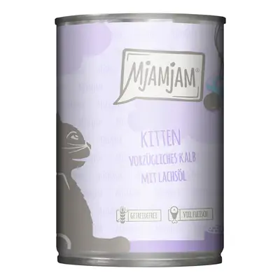 MjAMjAM Kitten 6 x 400 g comida húmida para gatos - Vitela requintada com óleo de salmão