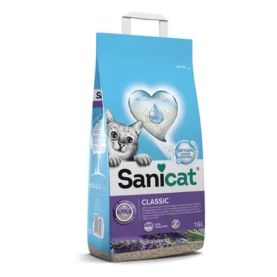 Sanicat Classic areia não aglomerante alfazema para gatos - Pack económico: 2 x 16 l