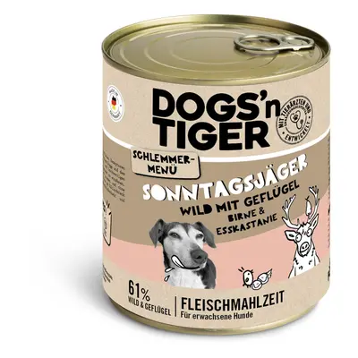 Dogs'n Tiger menu gourmet para cães 12 x 800 g - Pack económico - Veado com aves, pera, painço e