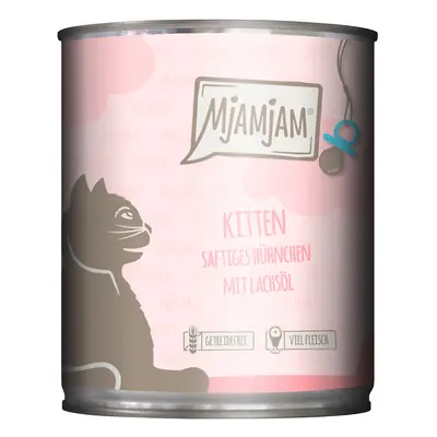 MjAMjAM Kitten 6 x 800 g comida húmida para gatos - Frango suculento com óleo de salmão