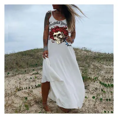 Seaside holiday fashion printed V-neck long dress