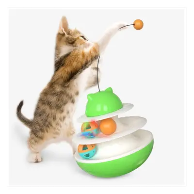 Cat Educational toy Cat Turntable Interactive Play Board Upgrade Track Ball (green)