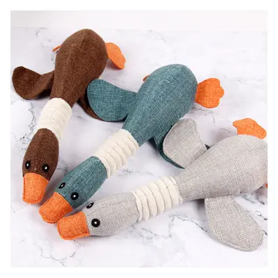 Bite resistant vocal teething plush cat and dog toys burlap geese