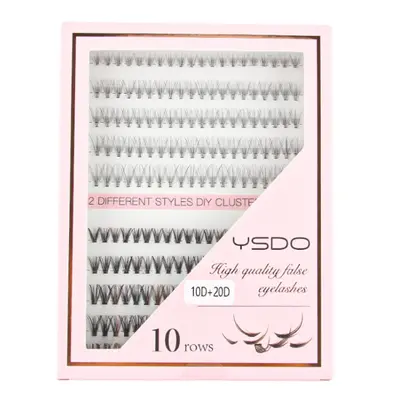 10rows /Box 10D+20D Naturally Thick Grafted Eyelashes 0.07 Single Cluster Implanted False Eyelas