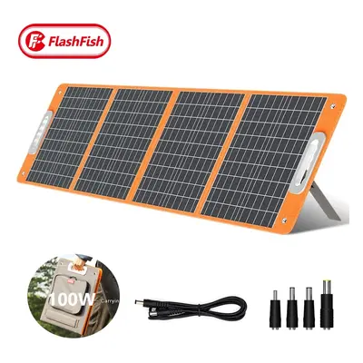 Flashfish 18V 100W Foldable Solar Panel Portable Solar Charger DC Output PD Type-c QC3.0 for Pho