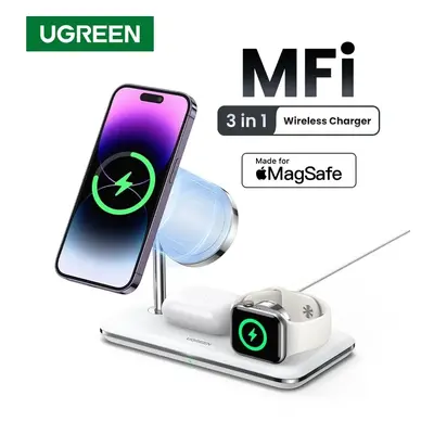 UGREEN Magnetic 25W Wireless Charger Stand 15W 3-in-1 Charging Station For iPhone 14 Pro Max For