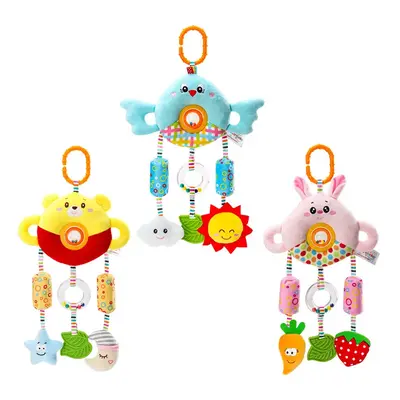 Baby wind chimes 0-3 years old bed hanging hand rattle bell Turn bead plush doll baby toys