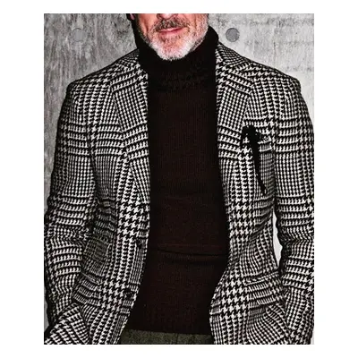 Houndstooth Pattern Single Breasted Casual Blazer