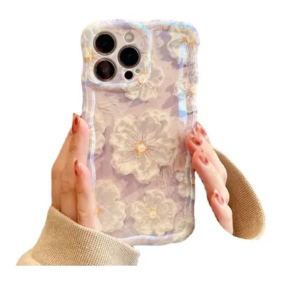 Wavy Edge Laser Floral Flowers Phone Case for iPhone 14 Pro Max 13 12 Pro Max 11