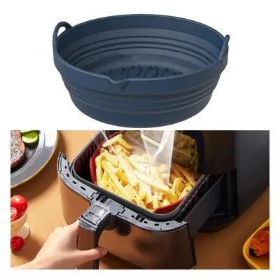 Air Fryer Silicone Baking Tray Folding Cake Baking Tray Baking Pad, Size: 7.8 Inches(Navy)