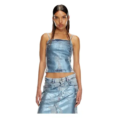 Diesel - Strappy top in pop-colour denim - Tops - Woman - Blue