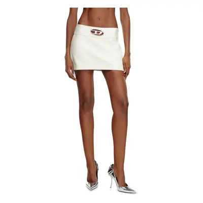 Diesel - Leather mini skirt with metal logo - Skirts - Woman - White