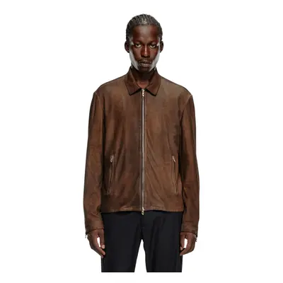 Diesel - Blouson jacket in treated leather - Leather jackets - Man - Brown