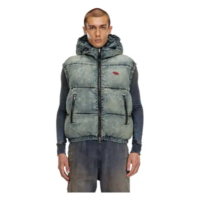 Diesel - Padded vest in faded denim - Winter Jackets - Man - Blue