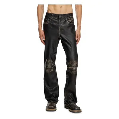 Diesel - Distressed leather pants - Pants - Man - Black