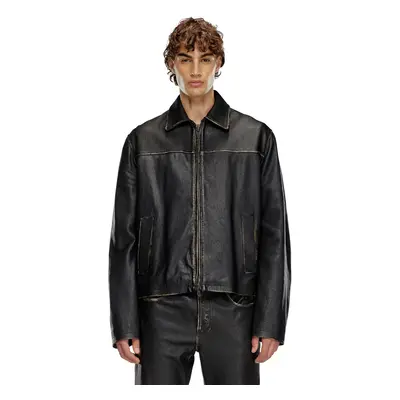 Diesel - Distressed leather jacket - Leather jackets - Man - Black