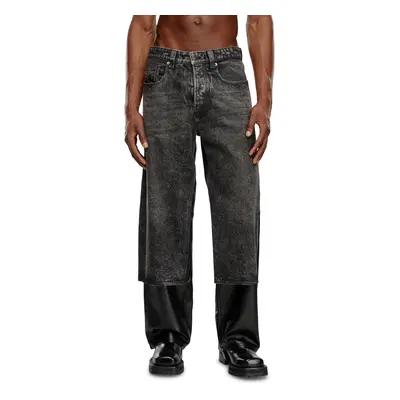 Diesel - Leather and denim pants - Pants - Man - Black