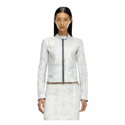 Diesel - Leather jacket with plaster effect - Leather jackets - Woman - White