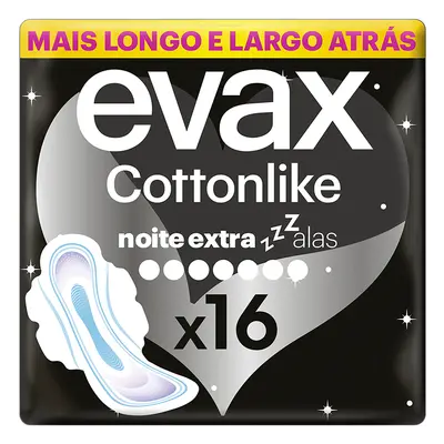 Pensos Higiénicos Cottonlike Noite Extra Com Abas Evax 16 Un