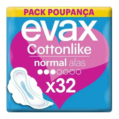 Pensos Higiénicos Cottonlike Normal Com Abas Evax 32 Un