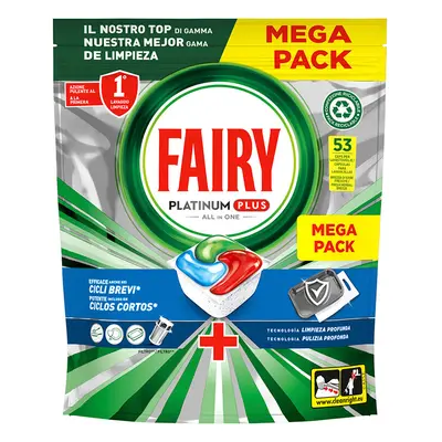 Detergente Loiça Máquina Fairy Platinum Plus Limpeza Profunda 53pastilhas