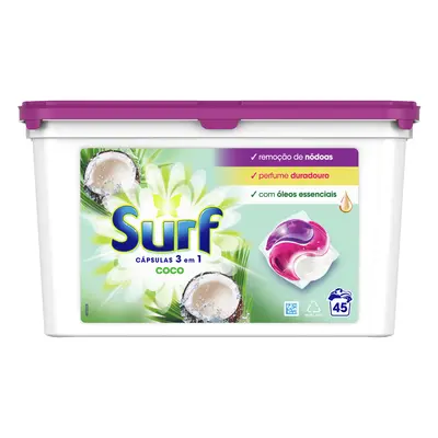 Detergente Máquina Roupa Cápsulas Surf Coco 45d