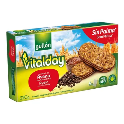 Bolacha Gullon Vitalday Chips Choco Recheio Avelã 220g