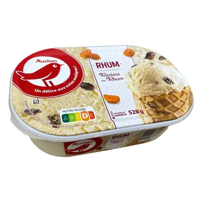 Gelado Auchan Rum Com Passas De Uva 1l