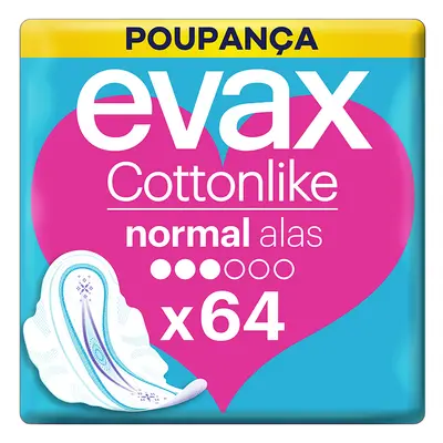 Pensos Higiénicos Cottonlike Normal Com Abas Evax 64 Un