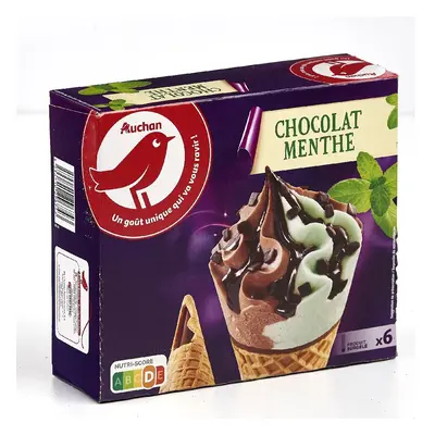 Gelado Auchan Cone Menta Chocolate 6x120ml