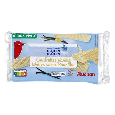 Wafer Auchan Viver Melhor Baunilha Sem Glúten 125g