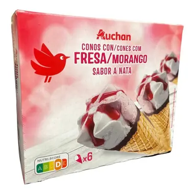 Gelado Auchan Cone Nata Morango 6x120ml