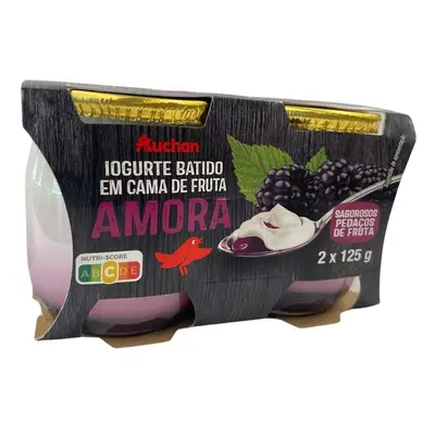 Iogurte Auchan Copo De Vidro Com Pedaços Amora 2x125g