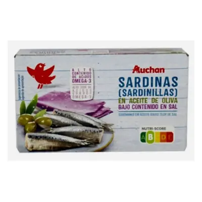 Sardinhas Em Azeite Auchan Baixo Teor De Sal 88(65)g